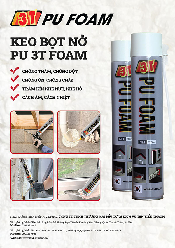 keo bọt nở 3t pu foam chính hãng