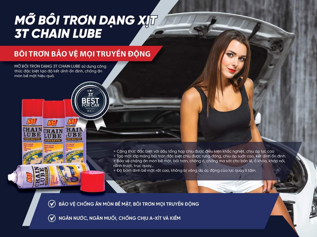 chai mỡ nước dạng xịt chịu nhiệt 3T Chain Lube