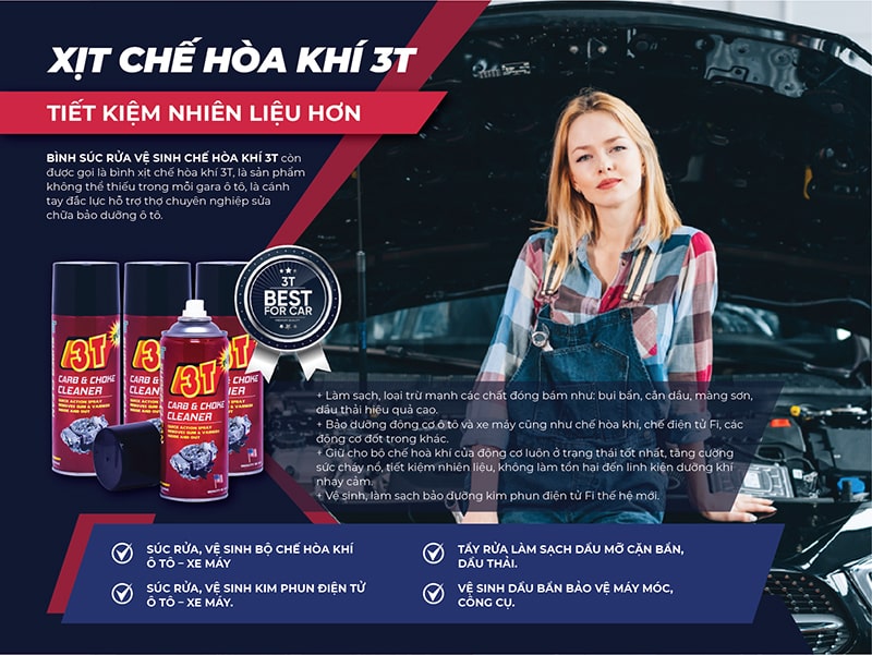 Xịt chế hòa khí 3T siêu sạch